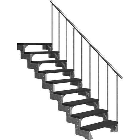 Dolle Außentreppe Gardentop 162-198cm Geschosshöhe mit Trimax anthrazit 80cm breit mit Geländer