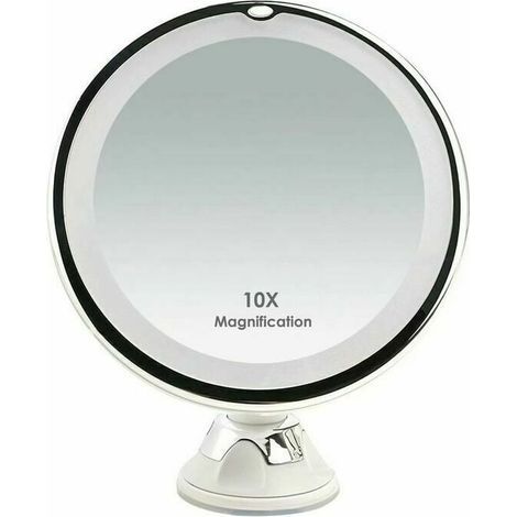 Miroir Grossissant x10 avec Éclairage LED pour Voyage, Doté d'une Ventouse pour Fixation Murale et d'une Rotation à 360°, I (1/4)