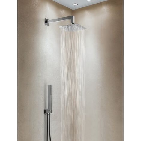 Set Doccia Gedy con Soffione Quadrato 20 x 20 cm Cromo, Doccetta e Braccio High Pro Star 00
