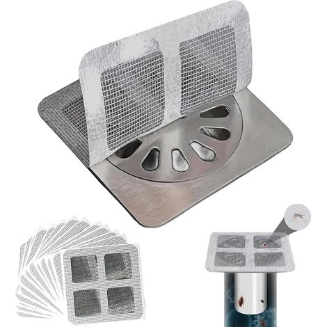 Autocollants Jetables pour Canalisations de Douche, Smavles 100 PC Attrape Cheveux Douche Filtre Cheveux Douche et Baignoire Autocollants en Maille pour Salle De Bain évier De Cuisinesiphons de Sol (1/5)