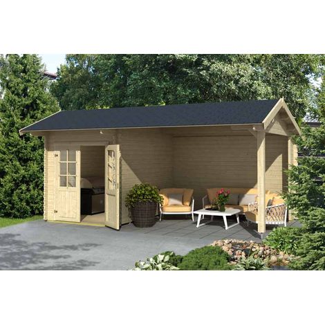 Kenzo 300-Log Cabin, Wooden Garden Room, Timber Summerhouse, Home Office - L580 x W389.3 x H273.6 cm