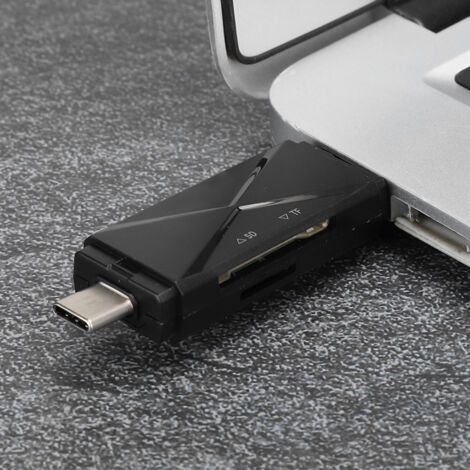 5-in-1 OTG Typ-C Speicherkartenleser, multifunktionaler USB 2.0 Adapter für Mobiltelefone (Schwarz) (1/5)