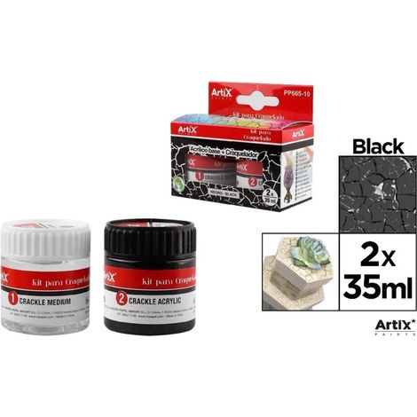 Peinture acrylique noire + agent craquelant 2 x 35 ml