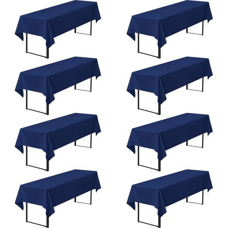 8er-Pack Biertischdecken 260x110 cm Marineblau, Polyester, waschbar, für Bierzeltgarnitur