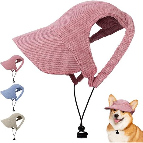 Hunde-Baseballkappe, verstellbarer Sonnenhut, schützender Hunde-Sporthut mit verstellbaren Löchern, Sommerhut für Haustiere im Freien (XL, Rosa) (1/5)