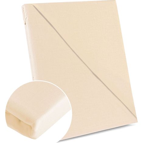 Drap-housse traditionnel en coton 160 x 205 cm, sans drap-housse, 100 % coton, beige (1/5)