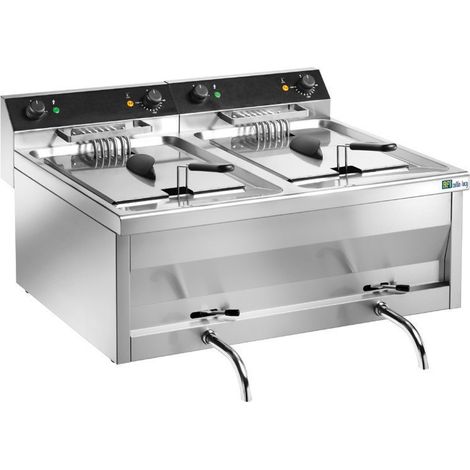 Friteuse Professionnelle à Poser Electrique en Inox avec Robinet de Vidange - 2 x 12 L - AFI Collin Lucy