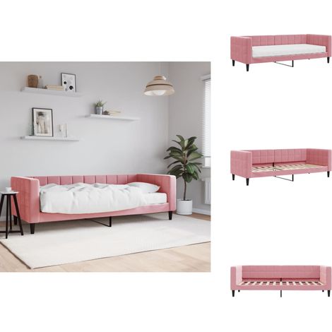 Lit de jour avec matelas rose 80x200 cm velours - Lit De Jour Avec Matelas - Lits De Jour Avec Matelas - Canapé-lit - Lit D'appoint (1/5)