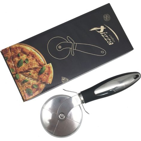 Coupe-pizza haut de gamme avec molettes multifonctionnelles en acier inoxydable et poignée ergonomique antidérapante. Idéal pour découper pizzas, pâtes et pâtisseries. Compatible lave-vaisselle. (1/5)