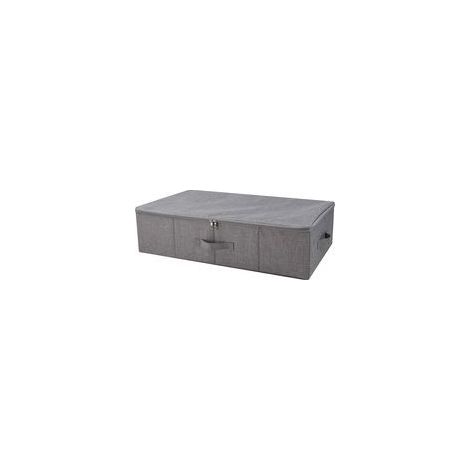 Coffre de rangement sous le lit gris foncé avec couvercle plat à fermeture éclair, boîte de rangement pour chaussures, vêtements, couette, oreillers (1/5)