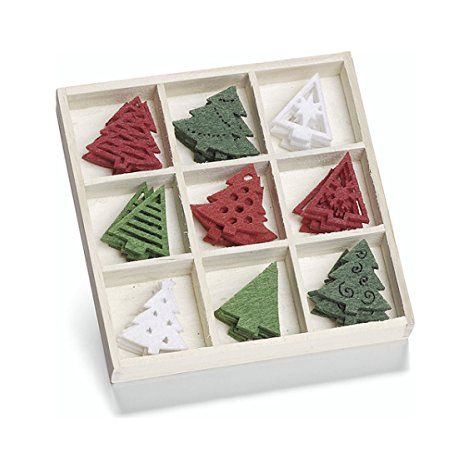 Knorr Prandell - Cofanetto con alberelli di Natale in Legno, da 22 mm con Ornamenti in Feltro, Multicolore (1/3)