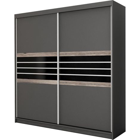 Armario Honolulu 115, Lava + Negro, 215x203x61cm, Puertas de armario: Correderas, Número de estantes: 8