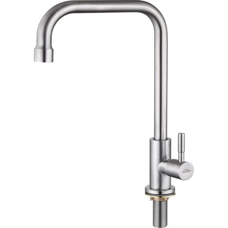 Auralum Robinet de Cuisine à Eau Froide Simple, Pivotant à 360°, Robinet d'Évier de Cuisine à Levier Unique, Acier Inoxydable (1/5)