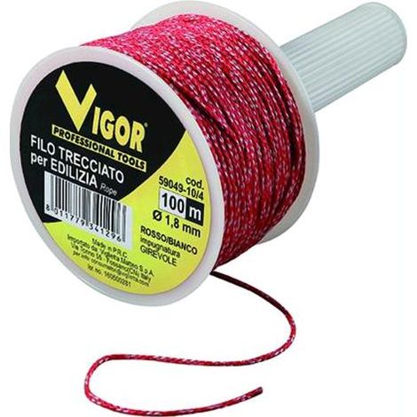 Filo Edilizia Trecciato Vigor Rosso/Bianco Manico Girevole Mt.100 Cf. 15 Pz