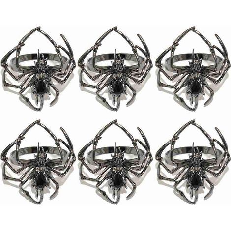 Set mit 6 Halloween-Serviettenringen, Spinnenring (siehe Foto) (1/5)