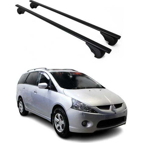 OMAC Barres de toit pour Mitsubishi Grandis 2003-2011 – TÜV / DIN 75302:2019 – Antivol inclus – Charge max 75 kg – 2 barres Noir (1/4)