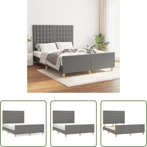 Kopfteil - Bettgestell ohne Matratze Dunkelgrau 140x200 cm Stoff (1/5)