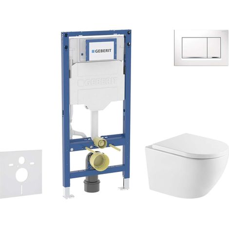 Geberit Duofix - Set de bâti-support, cuvette Oudee et abattant softclose, plaque de déclenchement Sigma20, blanc/chrome SANI11CA31130