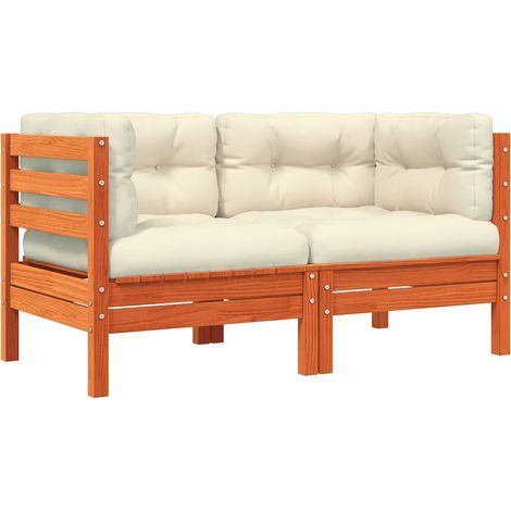 Maison Exclusive - Garten-Ecksofa mit Kissen 2 Stk. Wachsbraun Ma