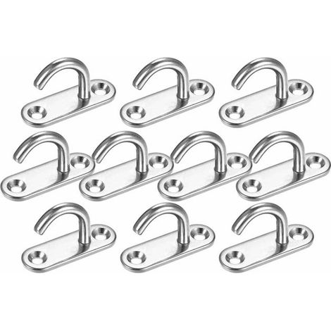 Juego de 10 ganchos de acero inoxidable, ganchos de techo, soportes de acero inoxidable (1/4)