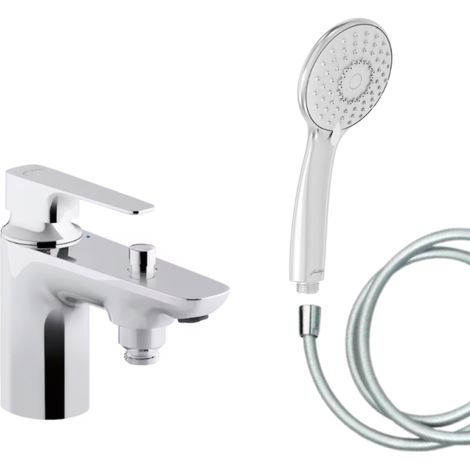 Mitigeur baignoire JACOB DELAFON Aleo+ + pommeau de douche Juliette + flexible de douche lisse (1/5)