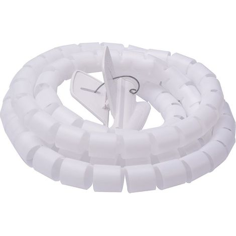 Spirale Avvolgi Cavo Flessibile Guaina Raccogli Organizzer Cavi Fermaglio Guidafilo Incluso 1,8M D15mm Bianco