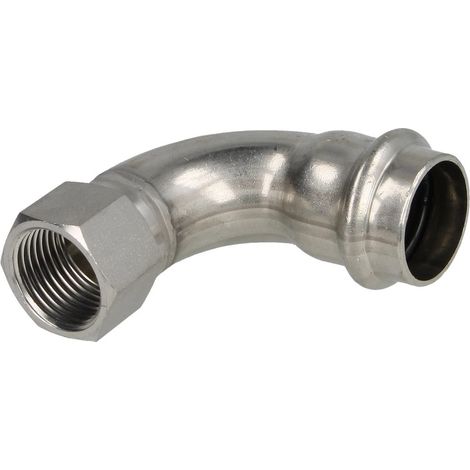 Raccord à sertir en inox coude 22 mm x 1/2’’ FF contour V