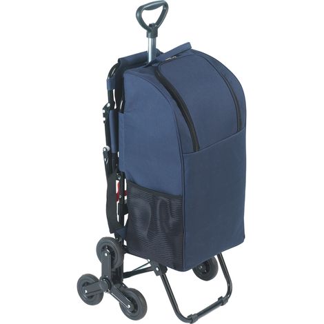 Maximex Carrito de la compra azul oscuro con asiento plegable (1/5)