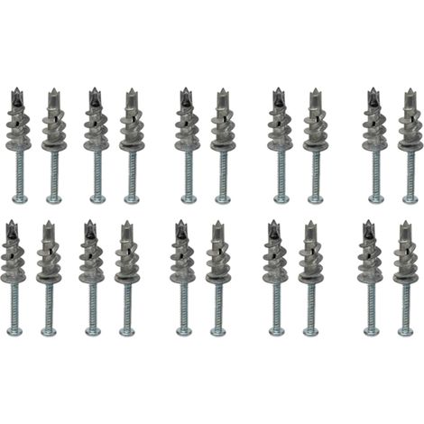 Fixations Pour Plaque De Plâtre - Chevilles Auto-perforantes En Métal 13x31 mm Et Vis Autotaraudeuses 35 mm - Pour Plaques De Plâtre Et Bois - Lot De 20 (1/5)