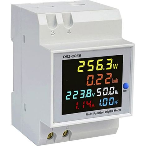 Compteur d'énergie Numérique, Compteur électrique, AC 40-300V 100A Voltmètre Ampèremètre, Multifonctionnel Réinitialisable Courant Tension Facteur Fréquence Puissance Rail DIN Multimètre (1/5)