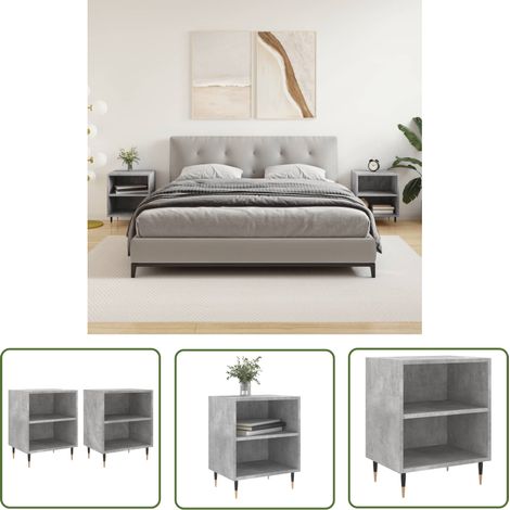 The Living Store Nachttische 2 Stk. Betongrau 40x30x50 cm Holzwerkstoff - Beton Grau Nachttisch - Wohnzimmer Dekoration - Holzwerkstoff Nachttisch - Schrank Für Schlafzimmer - Kommoden Set (1/5)