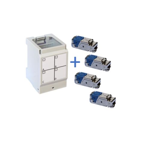Legrand - Support pour 4 connecteurs RJ45 + 4 connecteurs RJ45 - Grade 2 TV - Ru00e9f: 413183x4 + 413180 (1/3)