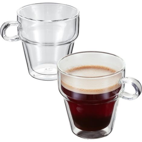 empilable Tasse à café, Lot de 2, Verre, 250 ML (1/5)