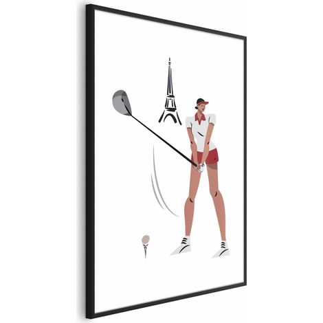 Poster - Illustrazione di un giocatore di golf con la Torre Eiffel sullo sfondo. (1/4)