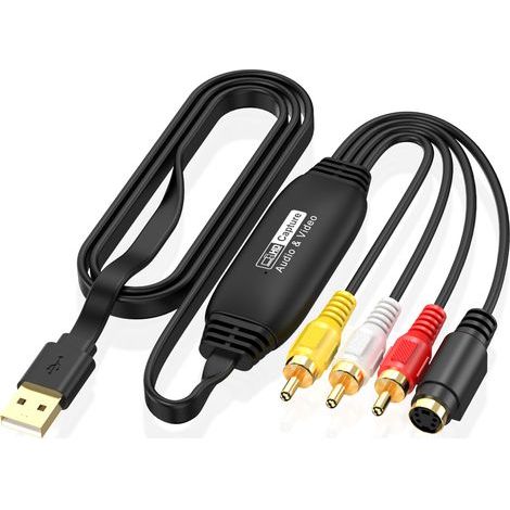Carte d'acquisition vidéo USB avec entrées RCA et S-Vidéo, convertisseur CVBS vers USB pour l'enregistrement. (1/5)