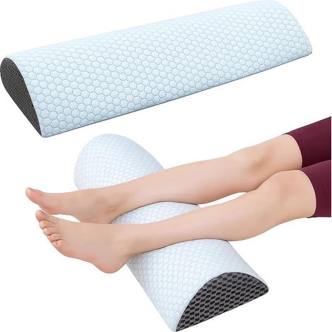 Coussin Genoux pour Dormir,Coussin Ergonomique en Mousse à mémoire de Forme viscoélastique, Respirant et Lavable en Machine. (Blanc Bleu 1) (1/4)