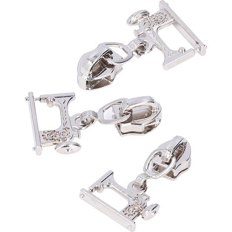 Lot de 10 têtes de fermeture éclair en métal pour machines à coudre, vestes, sacs faits main et valises (couleur nickel blanc)