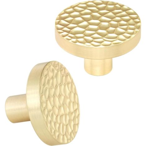 Boutons d'armoire(Paquet de 2), Boutons de Tiroir de Cuisine en Laiton Brossé Alliage de Zinc Armoire d'or et Matériel de Tiroir Rond Boutons d'armoire (1/5)