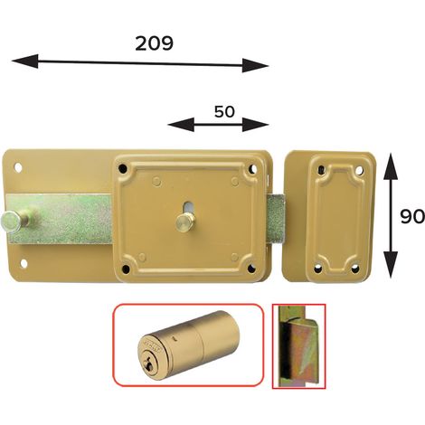 Serratura Ferroglietto P50 5 Mand.e50 Dx Scroc.45° Incorp Ff P Cf 2 Pezzi