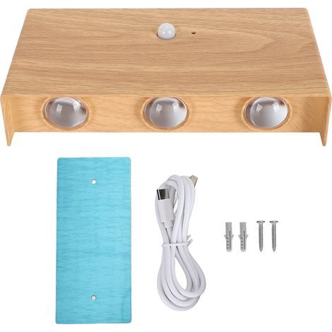 Battery-operated wall light with rechargeable motion sensor, LED indoor lighting, magnetic up-and-down lamp with touch switch, log wood color (1/5)