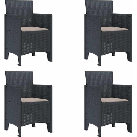 Lot de 4 Chaise de jardin,Chaise d'extérieur Anthracite 53 x 49 x 85 cm PP CFW5599603 (1/5)