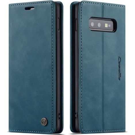 Coque Samsung S10e Carte Fermeture Magnétique Clapet Folio Étui Protection Housse en Cuir Portefeuille-Young Rich bleu (1/4)