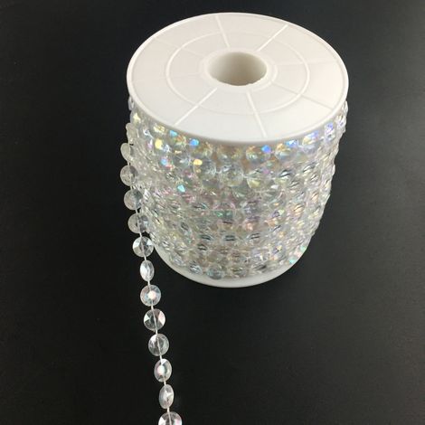 Guirlande en perles de plastique 10mm colorées forme de disque, 30m par rouleau, décoration suspendue pour mariage et fête.