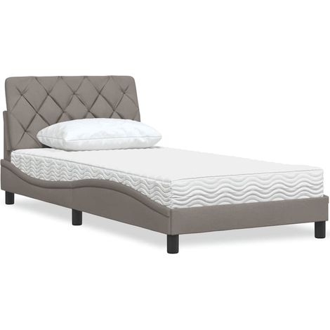 Lit avec matelas-Structure de lit-Lit Adulte taupe 100x200 cm tissu 331853 (1/5)