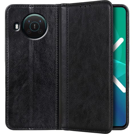 Funda para Nokia X10 / X20, tipo cartera de piel Litchi, negra (1/5)