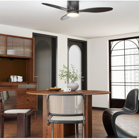 Ventilateur de plafond avec éclairage 115 x 20 cm ABS noir, 6 vitesses télécommande - CHICFURN (1/5)