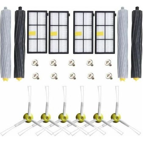 Kit d'accessoires de pièces de rechange pour iRobot Roomba 800 900 805 850 851 860 865 866 870 871 880 885 890 891 896 960 966 980 Robot Aspirateur + 4 rouleaux + 4 filtres HEPA + 6 brosses latér (1/5)