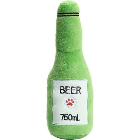 Bouteille couineuse pour petits chiens, jouet d'entraînement dentaire durable de couleur verte, parfait pour jouer et nettoyer les dents. (1/4)