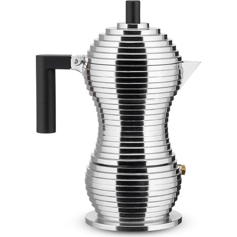 Alessi Pulcina MDL02/3 B - Caffettiera per Espresso di Design in Fusione d'Alluminio e PA, 3 Tazze, Nero (1/5)