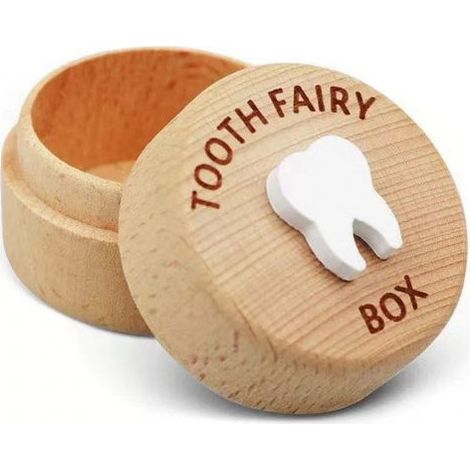 Boite a Dents - Bois Naturel - 5 x 5 x 4 cm - Pour Dents de Lait - 1 Piece (1/5)